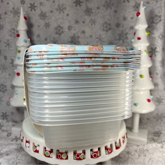 CWC Pastel Blue Christmas GIngerbread Snowman Theme Food Storage Containers - 24 - Picture 2 of 10